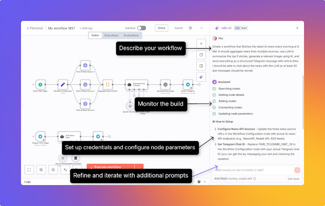 n8n AI Workflow Builder Screen shot